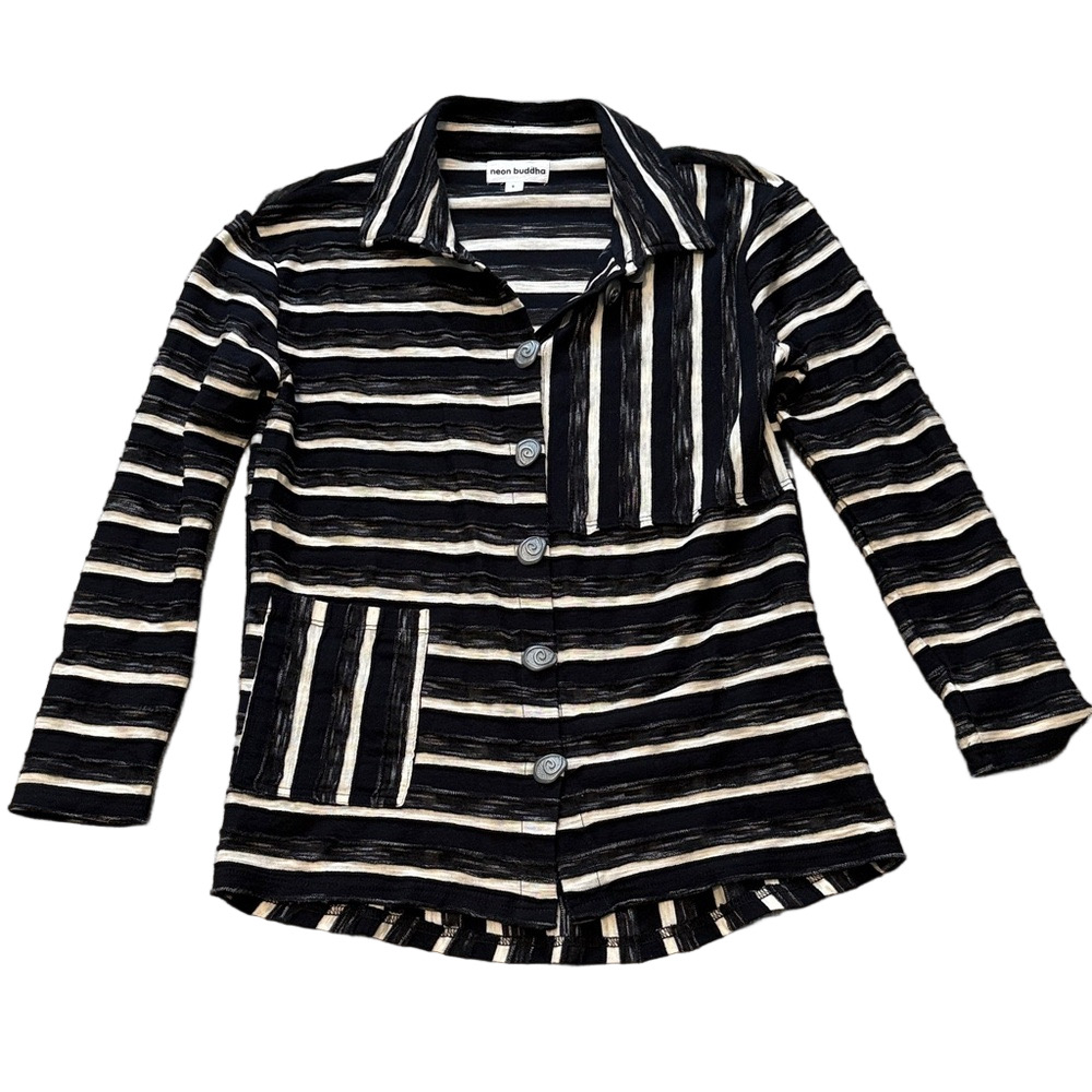 Neon Buddha black / cream knit jacket sz S